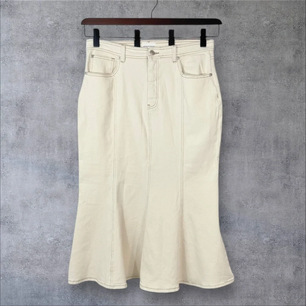 Avec Les Filles Paneled Flare Denim Midi Skirt XL NWT - Picture 4 of 10